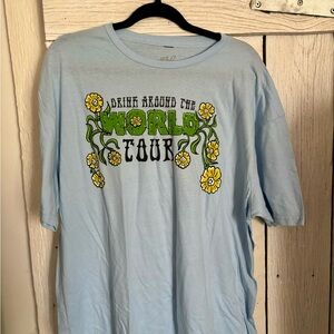 Light Blue Floral 'Drink Around The World Tour' Tee